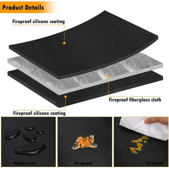 TG4THT-26x46inch Fireproof Hearth Mats for Fireplaces Fire Resistant Rectangle Fire Pit Mat,Fireproof Grill Pads,Under Grill Mat for Outdoor Charcoal, Smokers, Gas Grills, Deck and Patio Protective M