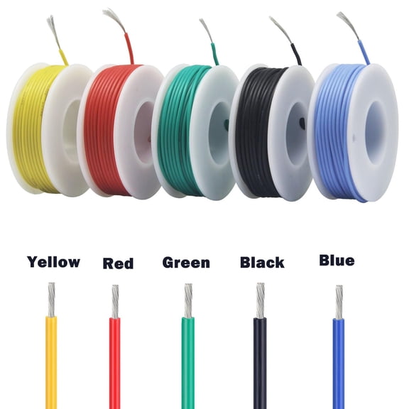 TG4THT-28AWG Flexible Silicone Hook Up Wire - 28 Gauge Tinned Copper Stranded Cable, 600V High Temp Resistant, DIY Electronics, Robotics, LED Projects (Box-1)