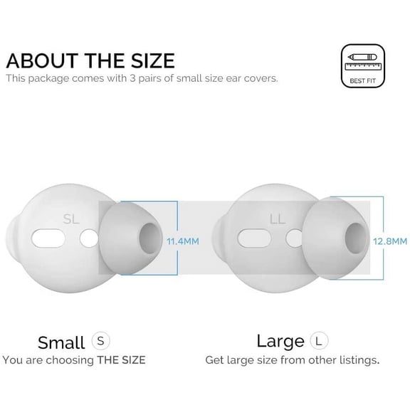 TG4THT-3 Pairs AirPods Ear Tips Silicone Earbuds Cover [Not Fit in The Charging Case] Compatible with Apple AirPods (3 Pairs Small, White)