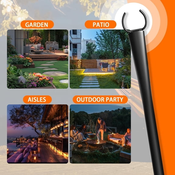 TG4THT-4 Pack 10Ft String Light Poles, Metal Poles with Fork for Outside Lights,Outdoor Metal Light Stand with Fence Brackets Hanging Lights for Garden Patio Wedding Backyard