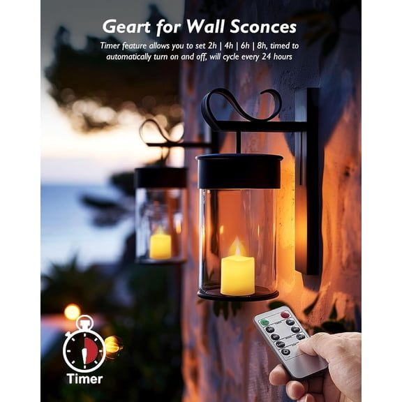 TG4THT-400+ Hour Remote Control Candles, 2/4/6/8H Timer LED Votive Candles, Battery Operated Tea Lights in Warm White for Outdoor, Table, Halloween, Christmas (Batteries Included