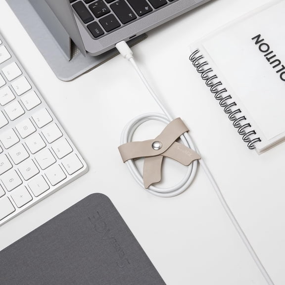 TG4THT-5 Pack Cord Organizer, Bow Cord Keeper, Cable Organizer USB Holder, Leather Cable Management, Cable Straps, Earphone Winder, Storage Straps for Electronics, Earbuds (Baby Blue, Big)