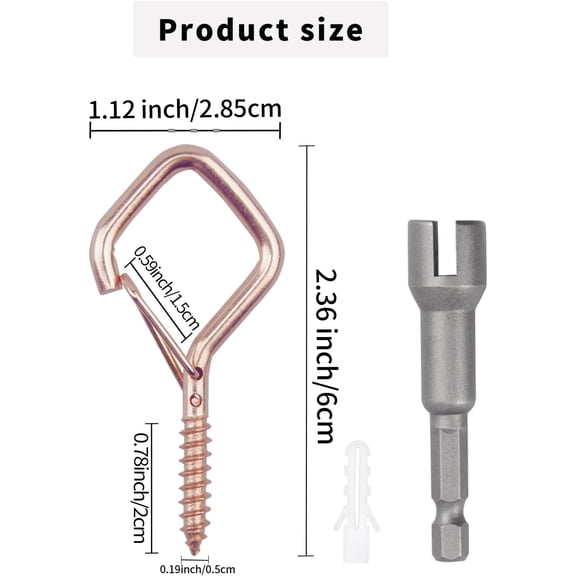 TG4THT-50 PCS Rose Gold Eye Screw Hooks for Hanging Heavy Duty with Safety Buckle.Metal Ceiling Hooks for Hanging Plants Cup Wind Chime Bird Feeders Patio Lights at Indoor&Outdoor