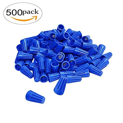 TG4THT-500Pcs Twist on Wire Connectors - Blue #20 - #18 AWG Wire Cap Bulk with Spring Inserted, Easy Screw on Electrical Caps