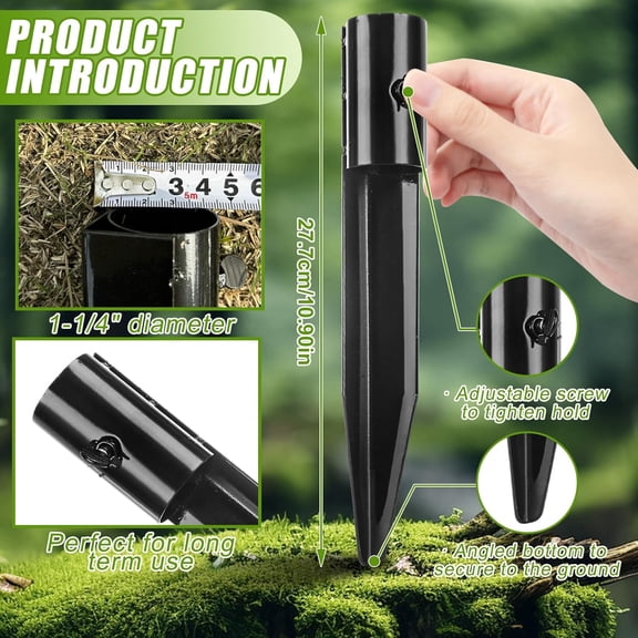 TG4THT-6 Pack Metal Stakes Solar Lights Replacement Spike, 10 in Steel Torch Stand Stakes for Tiki Torches, Freestanding Poles and Solar Lights, Outdoor Light Stakes Garden Stakes for Lights