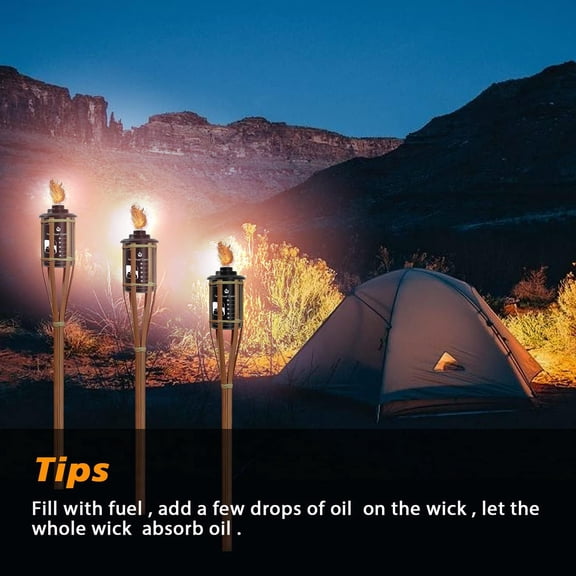 TG4THT-6 Pack Torch Canisters,12 oz Bamboo Torch Refillable Replacement Canister, Outdoor Citronella Fuel Torch Canister with Wicks and Covers,for Luau Party, DIY Garden Decor.