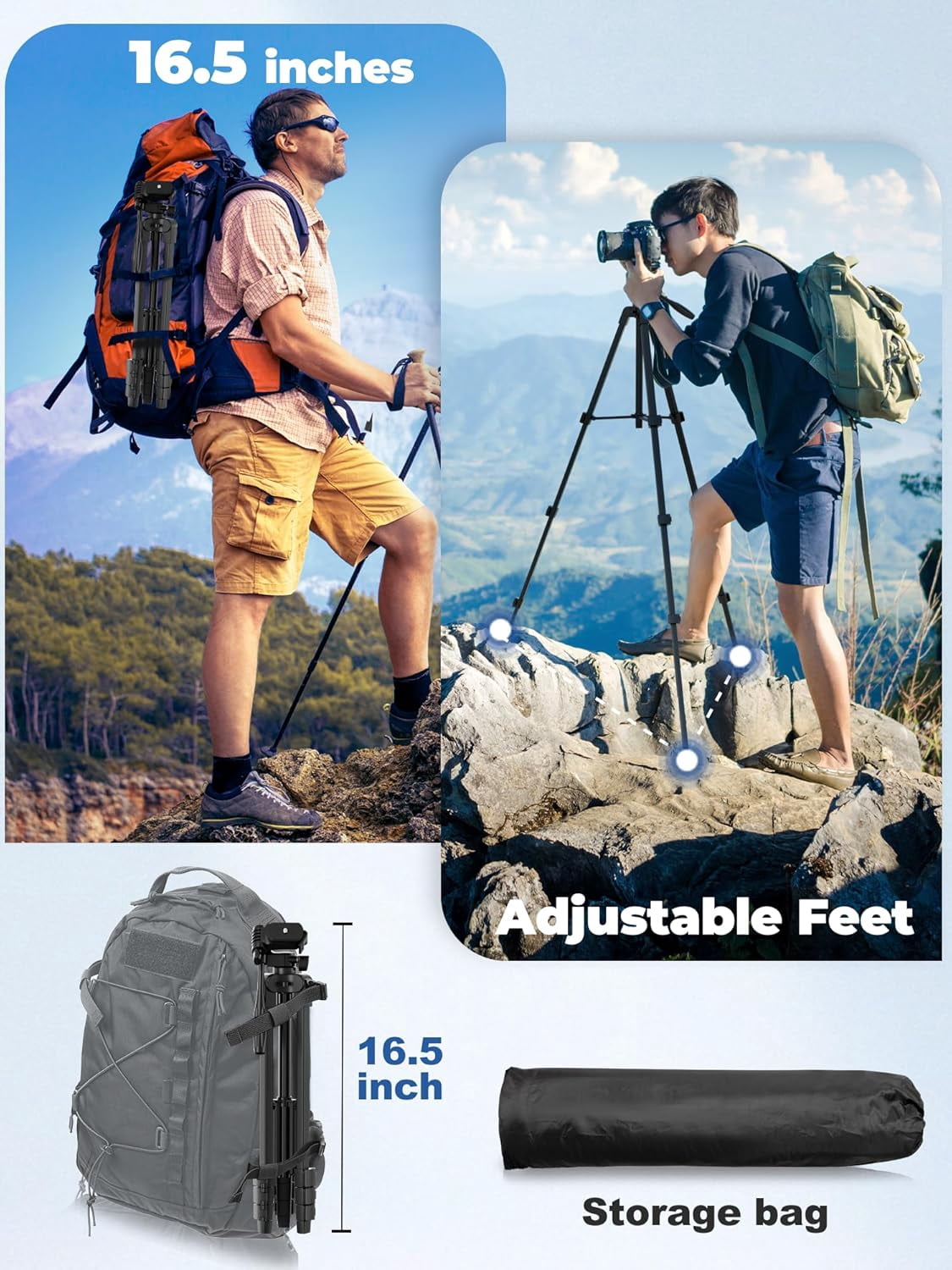 TG4THT-61‘‘ Phone Tripod Stand with Flexible Gooseneck, Portable Tripod ...