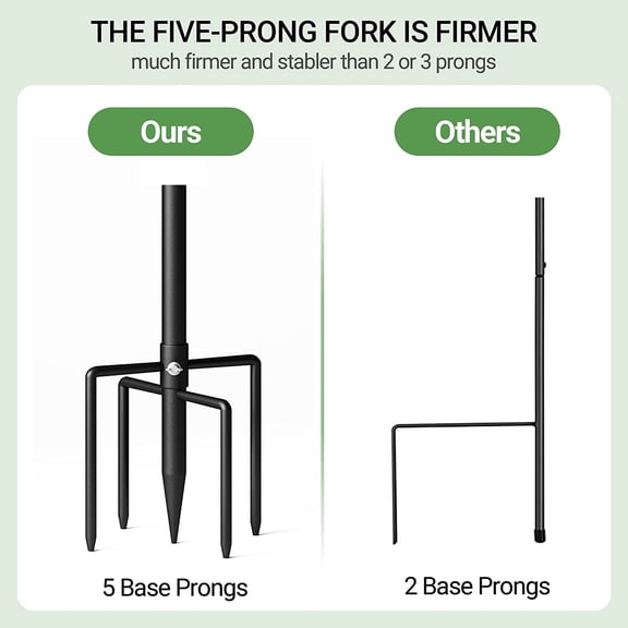 TG4THT-76" Shepherds Hooks for Outdoor, Extra Thick Bird Feeder Pole with 5 Prong Base, Adjustable Shepards Hook for Garden, Weddings, Hanging Plant