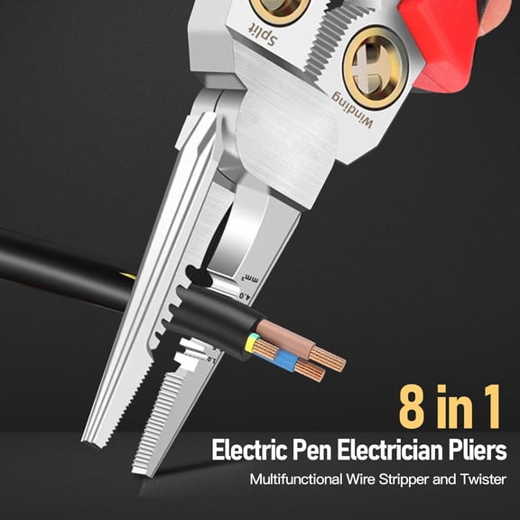 TG4THT-8 in 1 Wire Stripper, Wire Stripping Tool with Electricity Measurement Function, Pinzas para Electricista, Professional Wire Stripper Tool, for Scraping and Pressing Wires (Red)