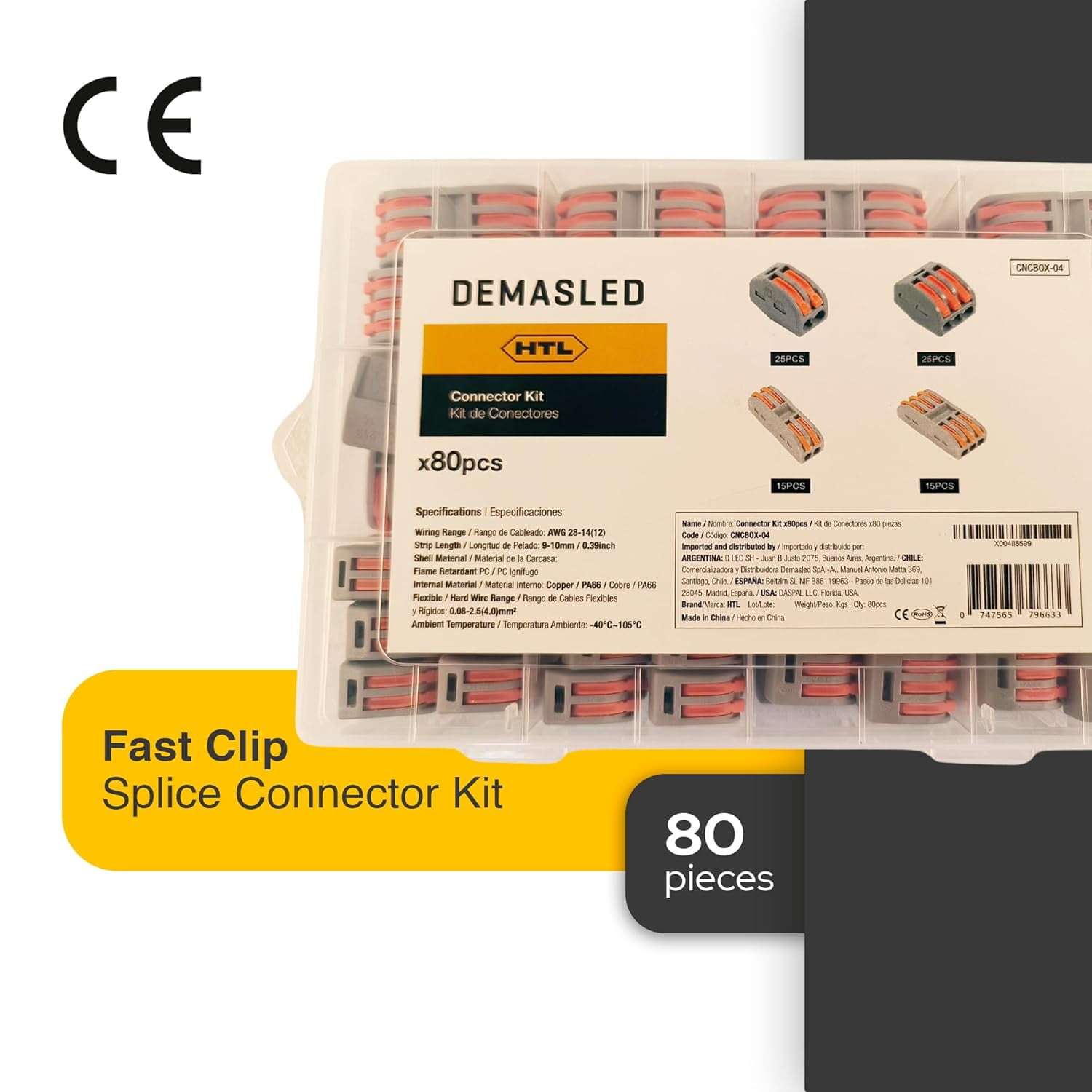 TG4THT-80 Pcs Set with 2 and 3 Lever Terminals, Fast Clip Splice ...