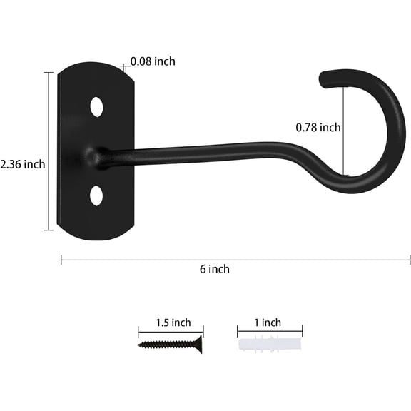 TG4THT-8Pcs Hanging Plant Bracket 6inch Metal Plant Hook Shepherds Hook Decorative Wall Plant Hanger for Hanging Lanterns, Bird Feeder, Flower Basket, Home Decor Indoor & Outdoor Black