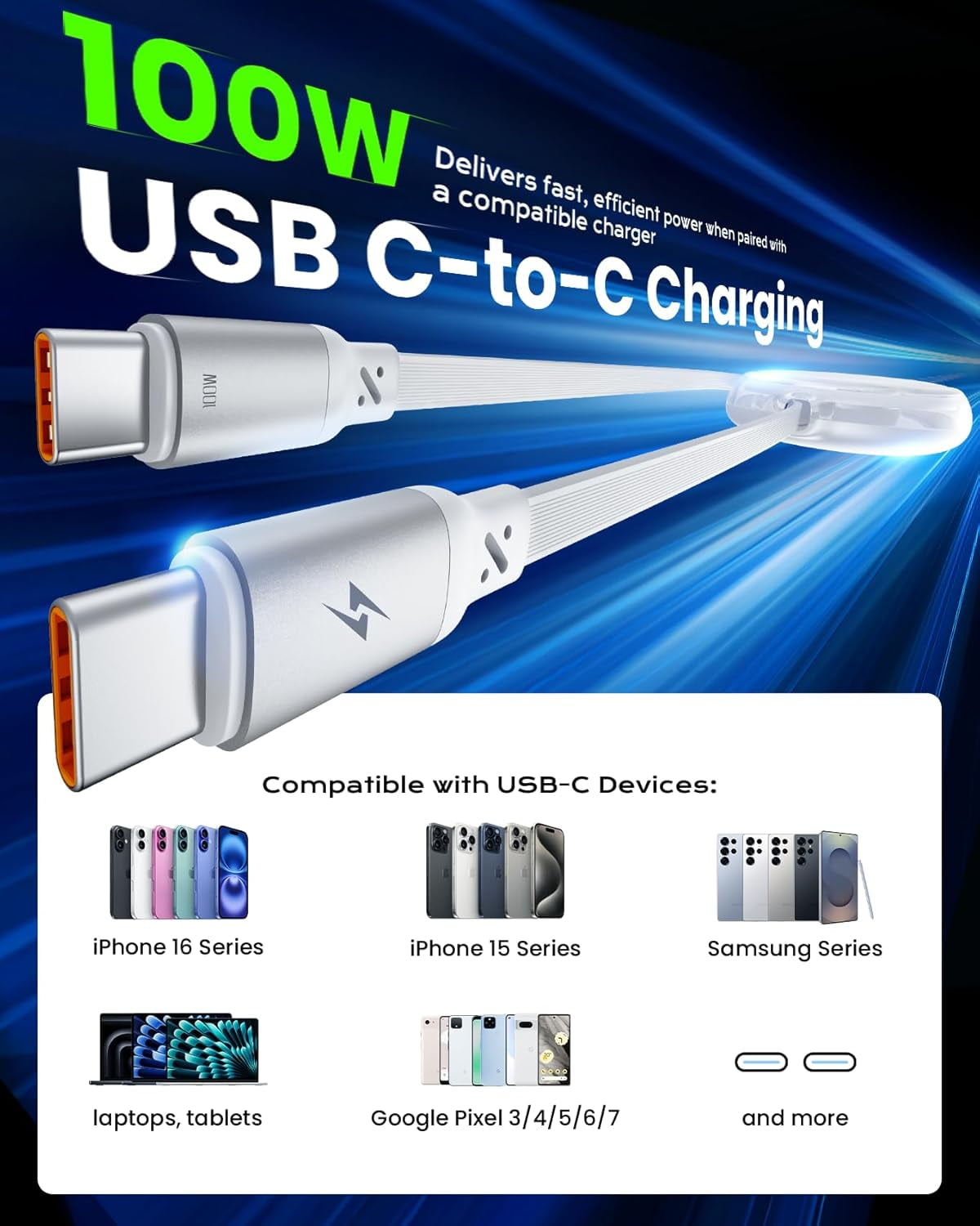 TG4THT-Basix 100W Retractable USB-C Cable, Fast Charging USB C-to-C ...