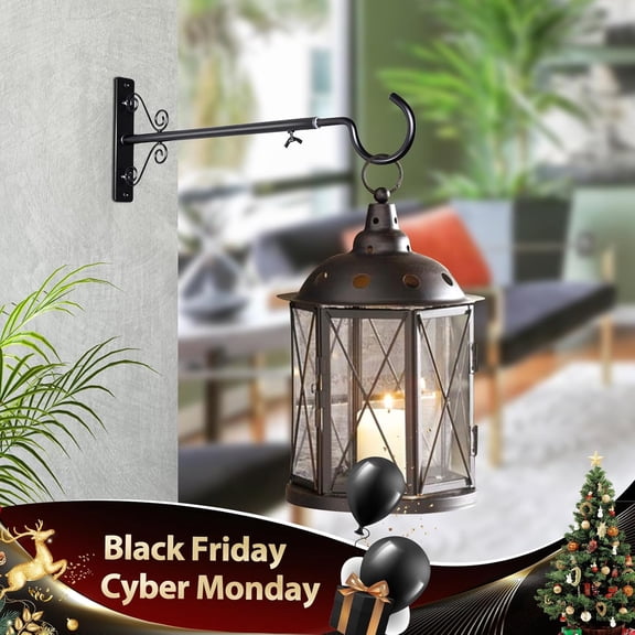 TG4THT-Bird Feeder Hanger(16 to 24 Inch), Adjustable Hanging Plant Brackets, Wall Hooks for Hanging Bird Feeders, Planters, Lanterns, Wind Chimes, String Lights, 2 Pack, Black, Gifts for Women Men