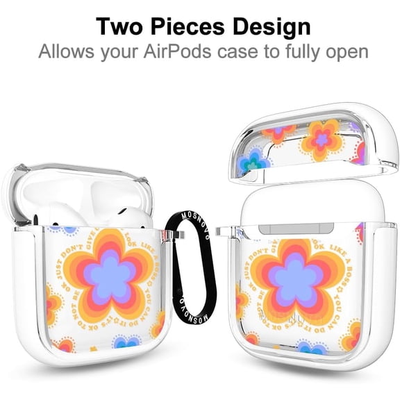 TG4THT-Case for AirPods 1 & 2, Protective Clear Case with Shockproof Dual Layer Hard Luxe Metal Ring Designed for AirPods 1&2 Generation - Blooming Artistry