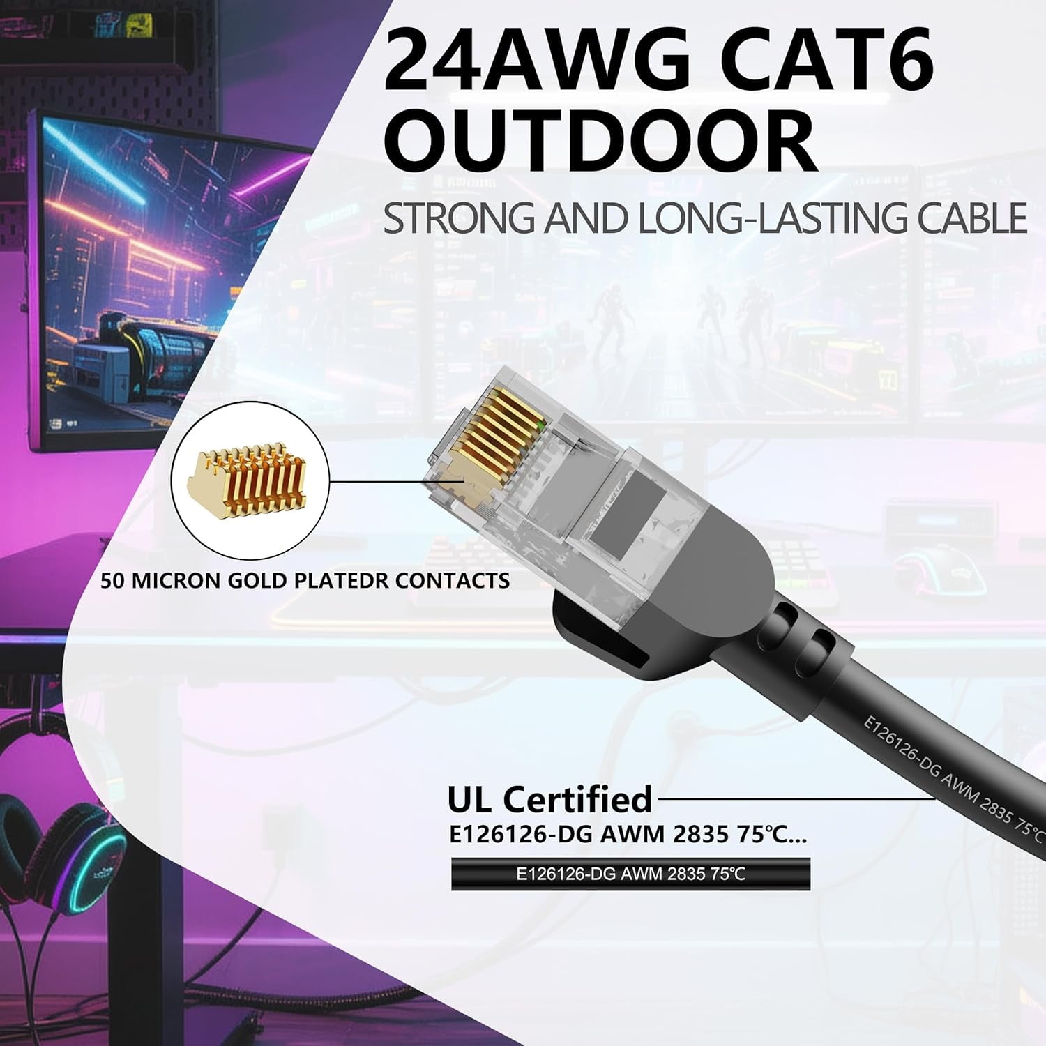 Adoreen Cat 6 Ethernet Cable 200 Ft-Gray, Outdoor & Indoor Snagless Long Round RJ45 Network Cable, POE, Soft Flexible Gbps Internet LAN Computer Patch Cord For Router Modem Switch Fast Gaming - View #2