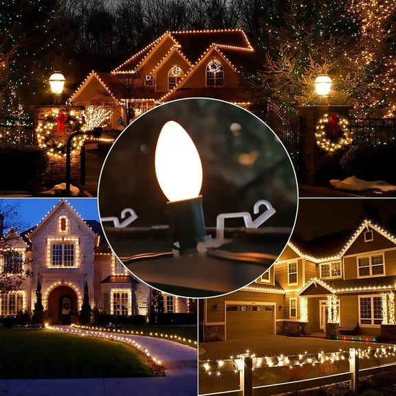 TG4THT-Christmas Light Clip, 150 Packs Clay Tile Roof Clips, Outdoor Holiday Light Clips for C7, C9, Mini Lights and Icicle Lights (Green)