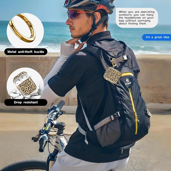 TG4THT-Compatible with AirPod 1/2 Case Cover with Golden Keychain, TPU Protective Shockproof Case for AirPod 1st&2nd Generation for Girls WomenBrown Leopard