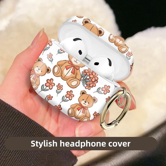 TG4THT-Compatible with AirPod 4 Protective case with Gold Key Ring for 2024 Fourth Generation AirPod. Shockproof, dustproof, Wireless Headphone Protective case.Baby Bear