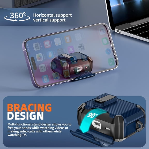 TG4THT-Compatible with AirPods Pro 2nd/1st Generation Case Cover with Phone Stand & Cleaning Kit,Compatible with Magsafe,Magnetic Automatic Lock for iPod Pro Charging Case(USB-C/Lightning Cable)