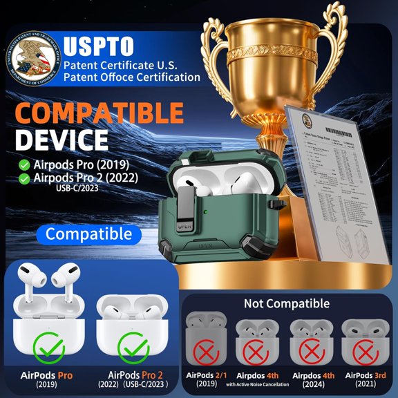 TG4THT-Compatible with AirPods Pro 2nd/1st Generation Case Cover with Phone Stand & Cleaning Kit,Compatible with Magsafe,Magnetic Automatic Lock for iPod Pro Charging Case(USB-C/Lightning Cable)