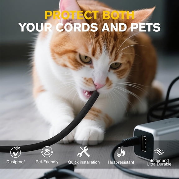 TG4THT-Cord Protectors from Pets No Chew, Ultra Durable Wire Protector Cord Covers for Pets, Flexible Cable Sleeve Cord Management for TV/Computer/Electric Wires/Phone Charging Cables (3/8"-20Feet)