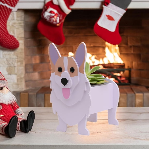 TG4THT-Corgi Dog Planter, Cute Animal Flower Pot for Outdoor & Indoor Garden Decor, Small Corgi Holder