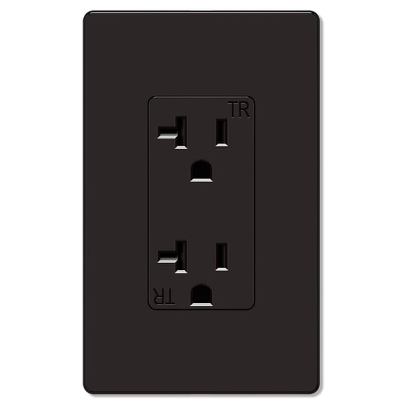 TG4THT-Decorator Receptacle Outlet, Screwless Wall Plate Included, 20-Amp 125V Tamper Resistant Wall Outlet, 2-Pole, 3-Wire Self-grounding, ETL Listed, 10 Pack, Glossy Brown