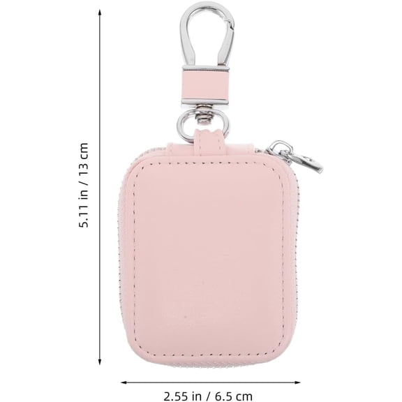 TG4THT-Earbud Case, Square Earphone Headphone Case Earbud Holder with Stainless Steel Carabiner Cell Phone Accessories Organizer Mini Pouch for Memory Card (Pink)