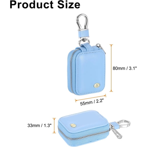 TG4THT-Earbuds Cases, Earphone Case Holder, PU Leather Ear Buds Case Zipper Organizer Small with Mesh Pocket for USB Cable, Wireless Wired Earphones, Blue