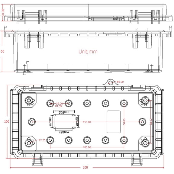 TG4THT-Electrical Waterproof Custom Junction Box, Outdoor Hinged Clear Cover Stainless Steel Buckles, Plastic Enclosure Weatherproof Box IP67 Case 7.9 * 3.9 * 2.8(20010070mm)
