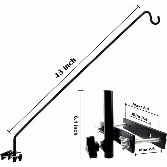 TG4THT-Extended Fence Deck Hook Rail Heavy Duty Bird Feeder Hook, Adjustable Plant Bracket for Bird Feeders, Planters, Suet Baskets, Lanterns, Wind Chimes and More
