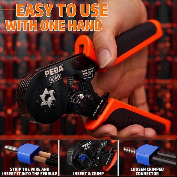 TG4THT-Ferrule Crimping Tool Kit, Hexagon Crimping Pliers AWG28-7 with 28 Sizes Copper Wire Ferrules for Electrical Wiring/DIY Terminals | Self-Adjusting Ratchet Crimper - Copper Ferrule Kit