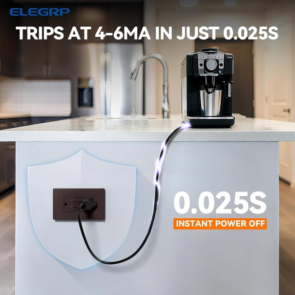 TG4THT-GFCI Outlet 15 Amp, Self-Test GFI Electrical Outlet with Thinner Design, TR Tamper Resistant GFCI Receptacle, Ground Fault Circuit Interrupters with Wall Plate, UL Listed, Matte Brown, 1 Pack