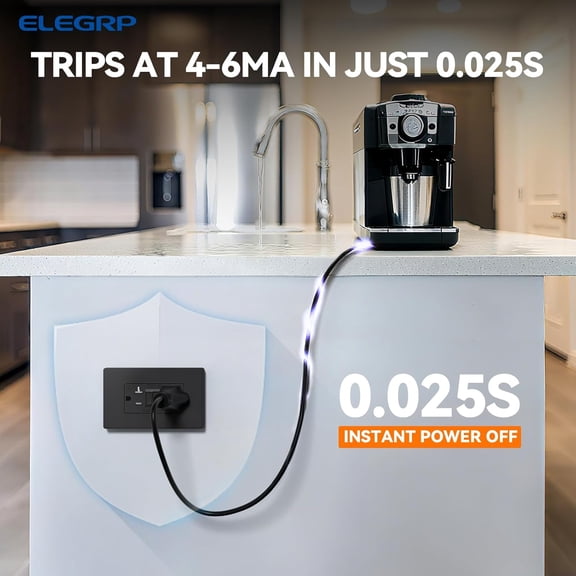 TG4THT-GFCI Outlet 20 Amp, Self-Test GFI Electrical Outlet with Thinner Design, TR Tamper Resistant GFCI Receptacle, Ground Fault Circuit Interrupters with Wall Plate, UL Listed, Matte Black, 2 Pack