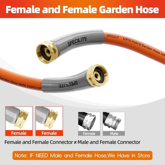 TG4THT-Garden Water Hose 15 ft x 5/8 in with Female to Female Connector, Small Leader Hose for Hose Reel, Heavy Duty, Flexible & Lightweight, Water Pipe, Outdoor Water Hose Extension Adapter
