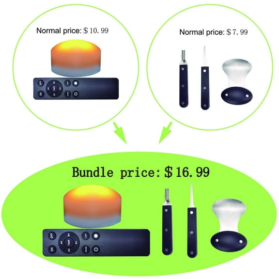 TG4THT-Halloween LED Pumpkin Light with Remote Timers Stainless Steel Carving Tool Kit Battery Operated Jack-O-Lantern Light Bright Flickering Flameless Candle for Big Pumpkin Decor Holiday Decoratio