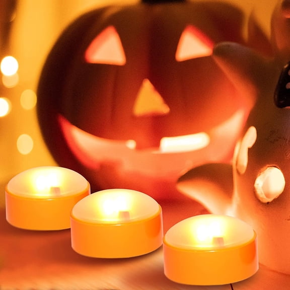 TG4THT-Halloween Pumpkin LED Lights with Remote and Timer Bright Flickering Battery Operated Jack-O-Lantern Electric Flameless Candles for Halloween Decorations Pumpkin Decor 3 Pack Orange
