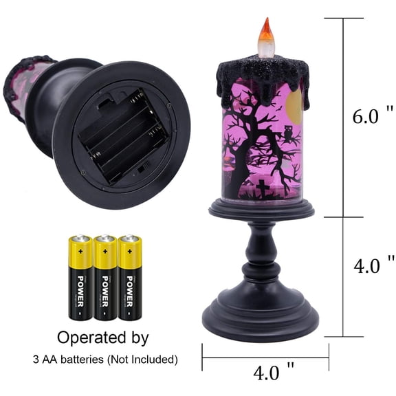 TG4THT-Halloween Snow Globe Candles Lighted Lamp, Battery Operated Spinning Water Glittering Tornado Flameless Candles Table Centerpiece for Halloween Decoration Indoor(Ghost)
