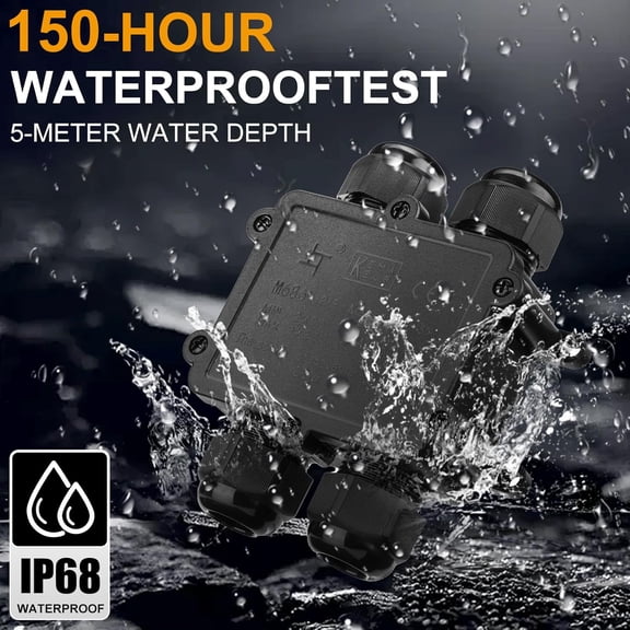 TG4THT-IP68 Waterproof Junction Box Outdoor,4-Way Electrical Junction Box Outdoor with 4 Cable M25 Gland Wire Connector Extension Electrical Cable Protector for Diameter Cable 4-14mm Black