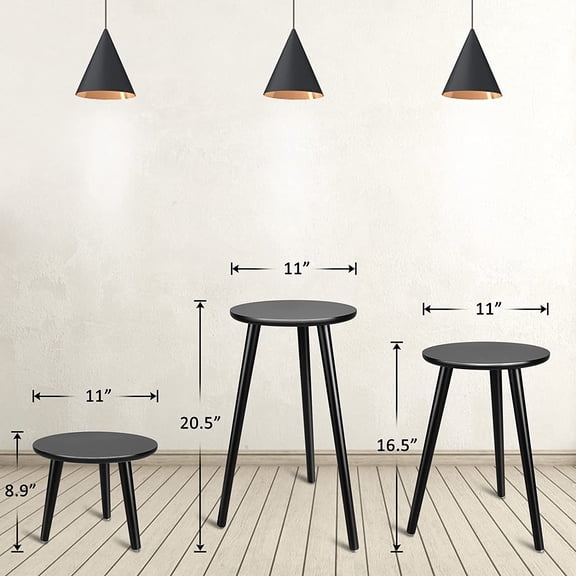 TG4THT-Indoor Plant Stand, Modern Plant Table 16.5" Tall Wood Mid Century Flower Holder Small Round Side End Table