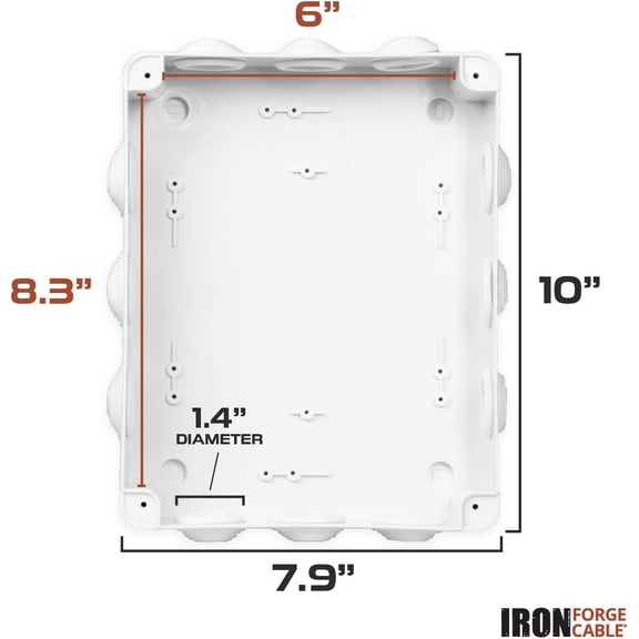 TG4THT-Iron Forge Cable Outdoor Electrical Junction Box - 10.2 x 8 x 3.2 Inch Dustproof Waterproof Electrical Box for Outdoor - Universal Enclosure Box
