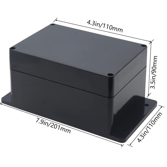 TG4THT-Junction Box, Project Box Waterproof Dustproof IP65 ABS Universal Electrical Boxes Enclosure with Fixed Ear Black 6.30 x 4.33 x 3.54 inch (160 x 110 x 90 mm)(Pack of 1)