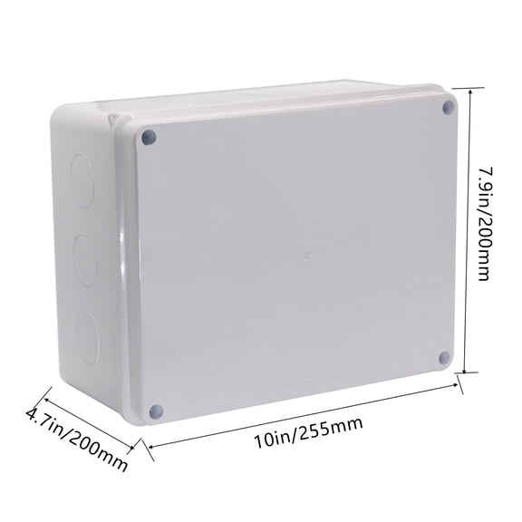 TG4THT-Junction Box, Reserved Holes Electrical Boxes Waterproof IP65 ABS Plastic Electrical Power Cord Enclosure Project Box White 10 x 7.9 x 4.7 inch(255x200x120mm)