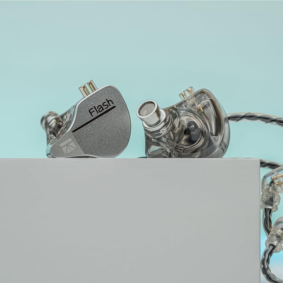 TG4THT-KBEAR Flash in Ear HiFi Earphones, Dual Drviers Hybrid in Ear Monitor Headphones with Five-axis CNC Aluminum Alloy Cover, Wired Earbuds Detachable 2PIN-C 2m Cable (Gray, Without mic)?,New