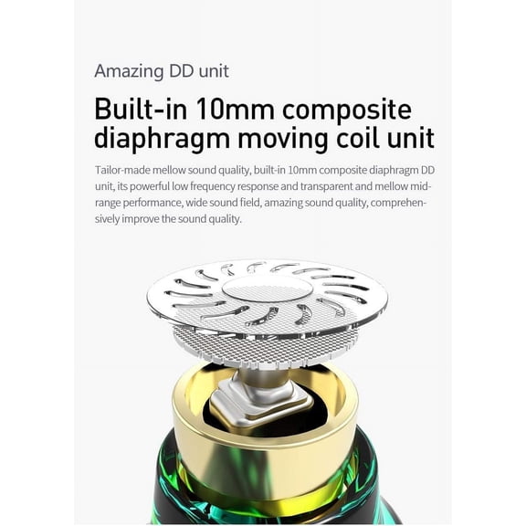 TG4THT-KBEAR KS2 in Ear Monitors, 1BA 1DD Stereo in Ear Headphones, IEM HiFi Over Ear Earbud Headset Noise Cancelling Hybrid Earphone with Removable Cable for Running Walking (No mic, KS2 Cyan)
