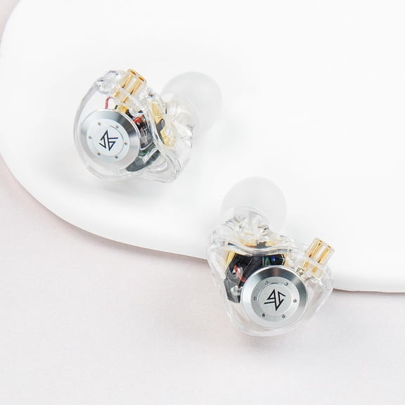 TG4THT-KZ EDX Pro in Ear Monitors with Microphone KZ IEM Earphones Dual DD HiFi Stereo Sound Wired Earphones Noise Cancelling Earbuds for Musicians Singer Audiophiles (White, with Mic)