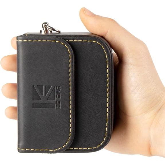 TG4THT-KZ IEM Case in Ears Earbud Case,Black Leather Portable Small Earbud Carrying Case,Earphones Accessories Storage Bag for KZ ZS10 PRO/X/2,ZSN PRO/X,ZST,CCA CRA/C10