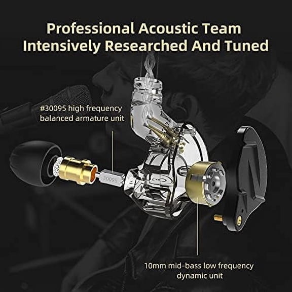 TG4THT-KZ ZSN PRO X in-Ear Earbud Headphones with Mic Dual Driver 1BA+1DD Hybrid Wired Gaming Earbuds Earphones Compatible with Android, iPhone, iPad, Laptops, MP3 and Most 3.5mm Interface (Blue with