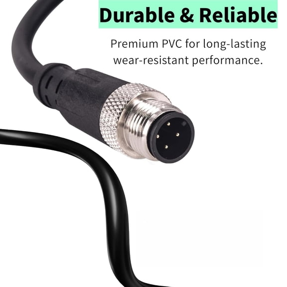 TG4THT-M12 4-pin Male Connector Wire with PVC Unshielded Wire 4/5/8/12 Pin Waterproof Sensor Cable with Soldered or Crimped Ends, Industrial Grade Signal Wires for AC/DC, IP67 Rated