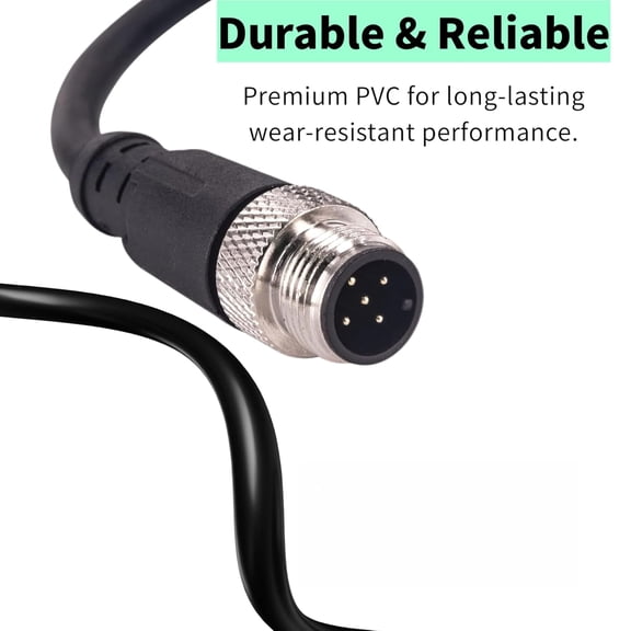 TG4THT-M12 5-pin Male Connector Wire with PVC Unshielded Wire 4/5/8/12 Pin Waterproof Sensor Cable with Soldered or Crimped Ends, Industrial Grade Signal Wires for AC/DC, IP67 Rated